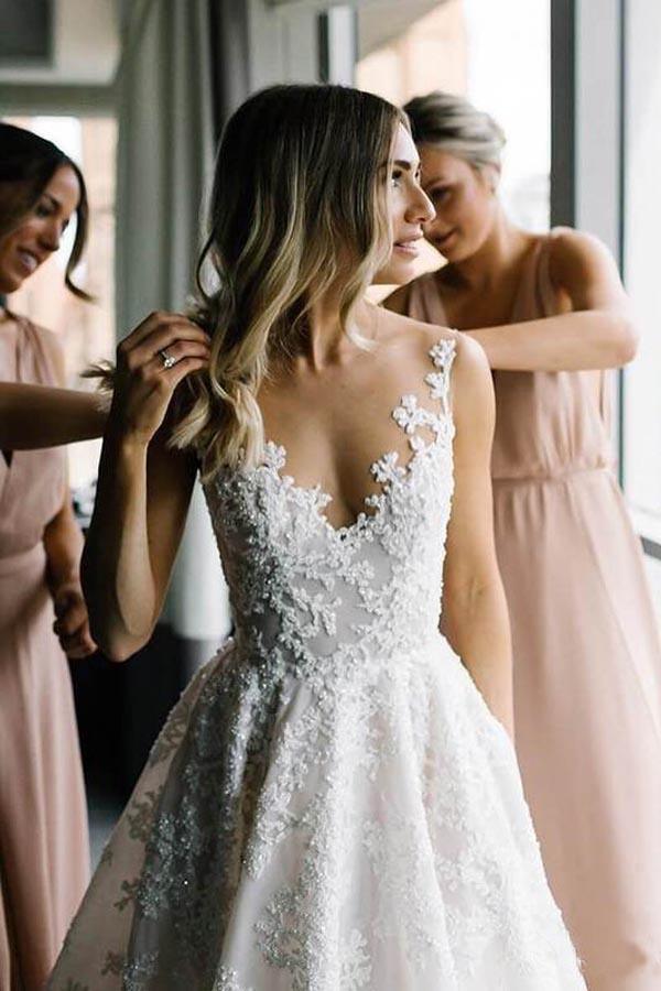 A-line Vintage Lace Wedding Gowns ...